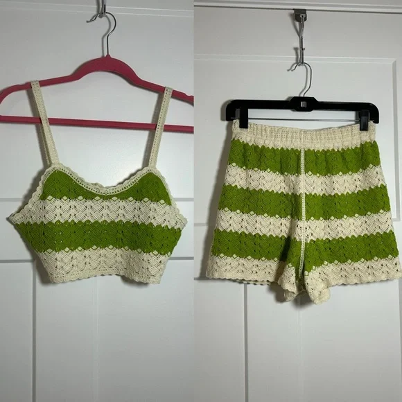 Crochet boho vacation set - crop top + shorts - Picture 1 of 14